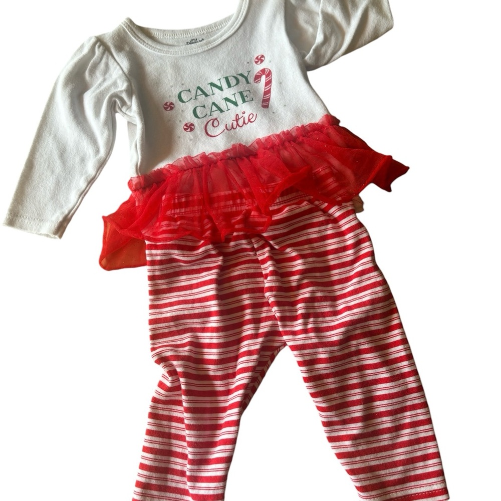 Christmas outfit girls 6-9 months (two onesies and one pair of pants).